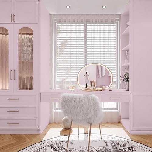 Miniatura 7 de Abyssaly Papel adhesivo rosa claro, papel tapiz sólido para despegar y pegar, papel tapiz de vinilo autoadhesivo y extraíble para muebles de cocina,