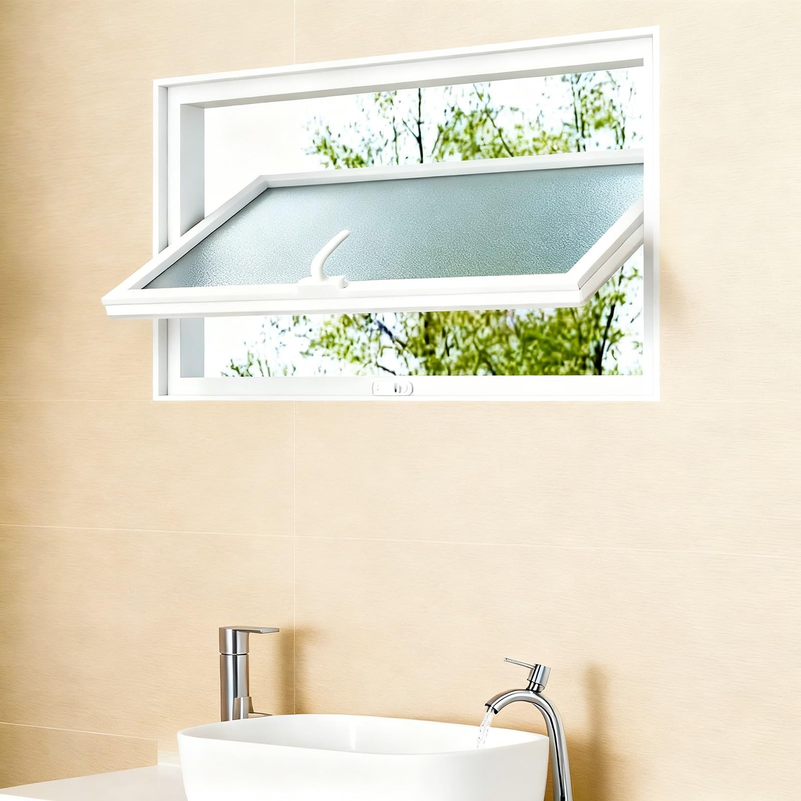 Ventana corredera giratoria de aluminio con cristal templado de seguridad para cocina