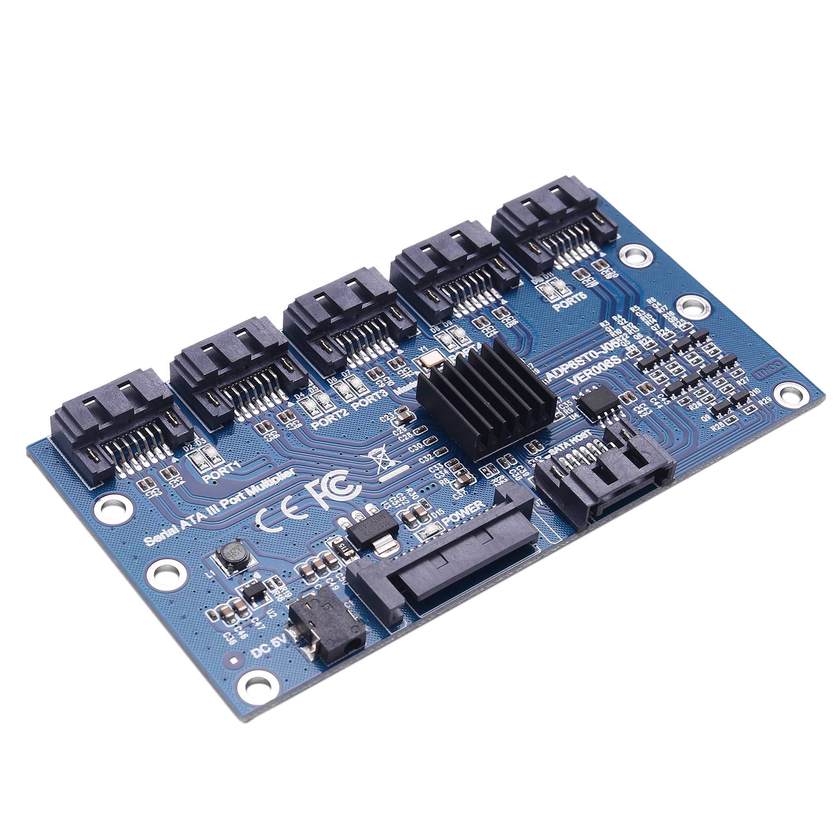 Tarjeta Controlador Tarjeta Madre Tarjeta De ExpansiÓN 1 A 5 Puertos Sata3.0 6 Gbps Multiplicador Adaptador De Tarjeta Vertical De Puerto para Computadora