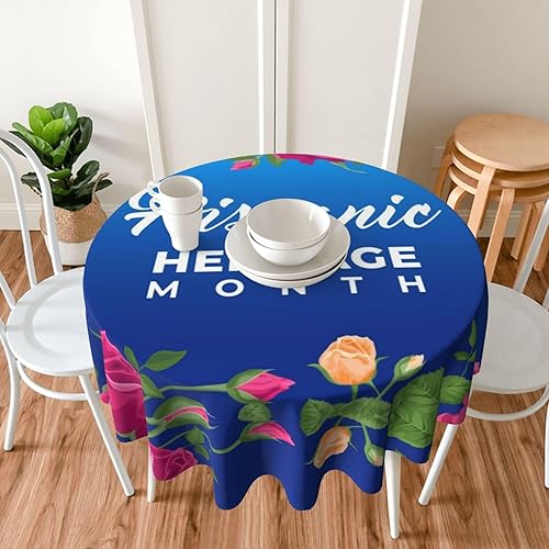Miniatura 7 de ZGVDVZ Mantel redondo del mes de la herencia hispana nacional, lavable, resistente al agua, de poliéster, para fiestas, banquetes, comedor, 60