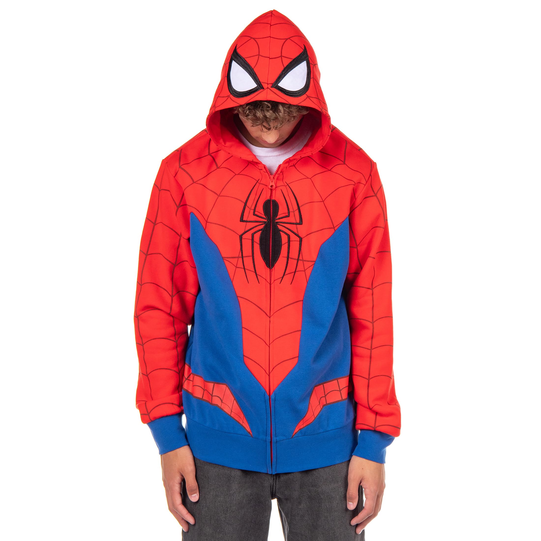 Mad Engine Marvel Spider-Man Hoodie Men's Cosplay Costume Zip Up Hooded Sweatshirt