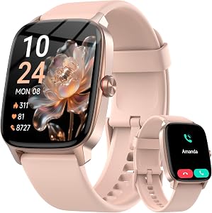 Smart Watches for Men Women with Bluetooth Calling, Heart Rate Sleep Monitor, 1.85 Inch Screen, DIY Dial, 100+ Sports Modes, AI Built-in Fitness Tracker, IP68 Waterproof, Smartwatch for Android iPhone