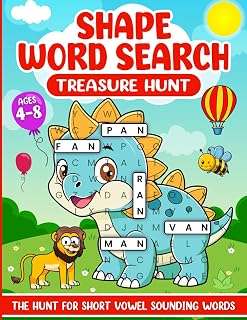 Shape Word Search for Kids Ages 4-8 Amazing 50 Shaped Puzzles with Special Activities for Extra Fun: Shape Word Search Treasure Hunt. The Hunt For Short Vowel Sounding Words