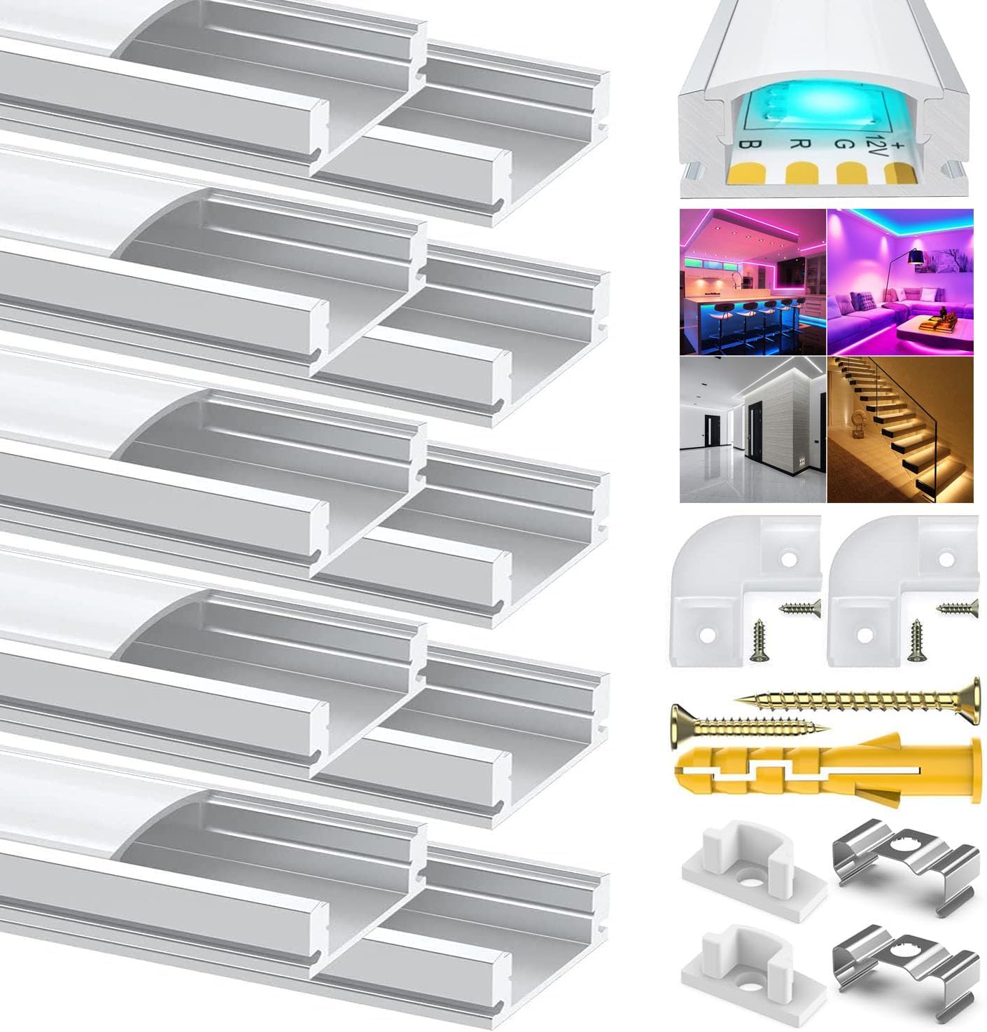 Chesbung U Shape Led Aluminum Channel, 10 Pack 1Meter/3.3ft Aluminum ...