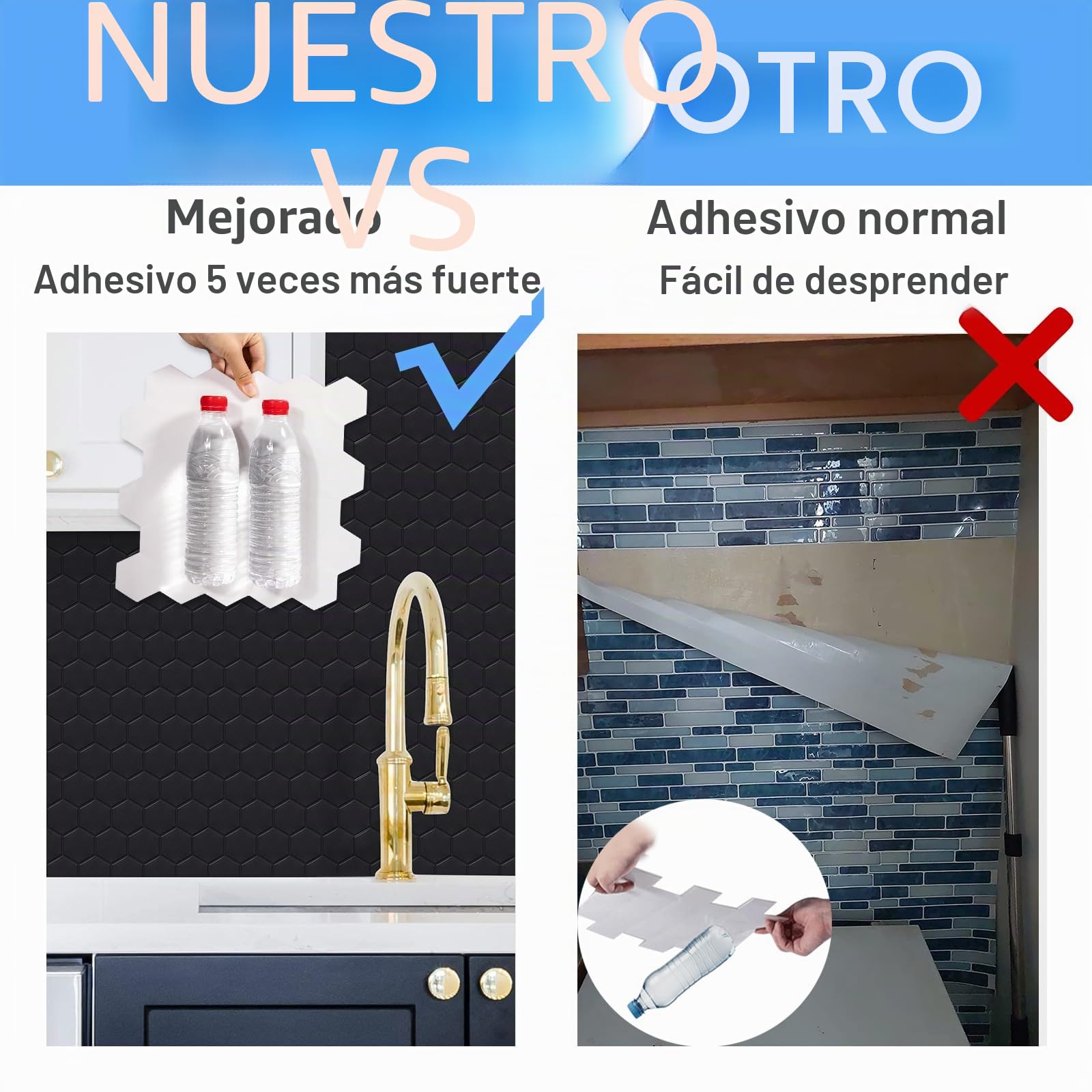 Azulejos De Pared Autoadhesivos De 1,6 mm De Grosor, Adhesivos Hexagonales Negros Mate para Salpicadero De Cocina, Baño y Decoración Del Hogar (10 Hojas, 12 x 12 Pulgadas)