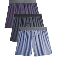 BAMBOO COOL Soft Mens Boxer Shorts 3 Pack,Silk Feeling Underwear for men with Button Fly,Breathable Loose Fit Boxers
