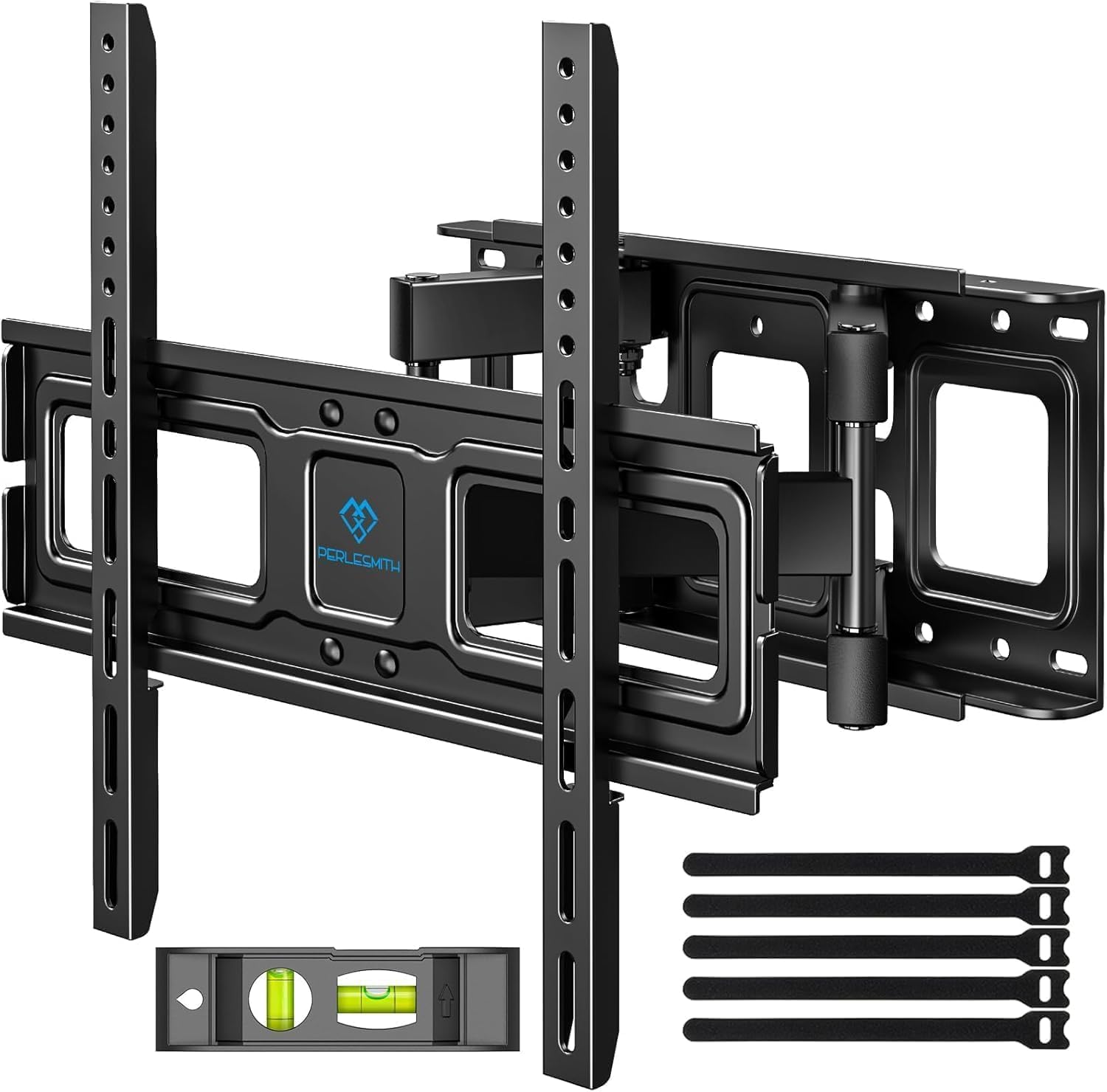 PERLESMITH Full Motion TV Wall Mount for 26-65 inch TVs, TV Mount up to 99lbs Max VESA 400x400mm, Wall Mount TV Bracket with Dual Articulating Arms Swivel Tilt Extension Fits 8″/16″ Wood Studs, PSMFK4