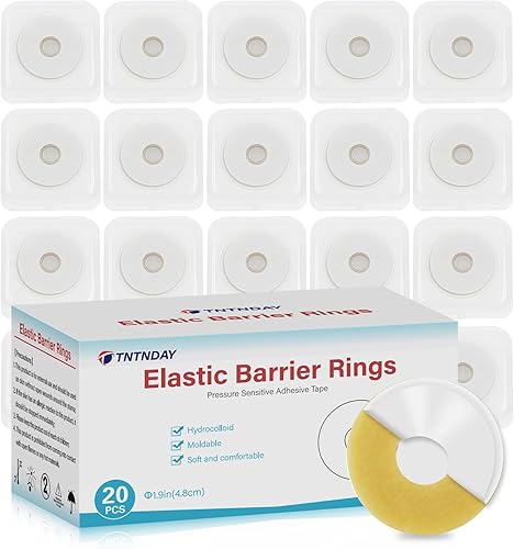 20 anillos moldeables de barrera para ostomía, anillos elásticos extensores de piel, suministros de bolsa de ostomía hidrocoloide médica de 0.079