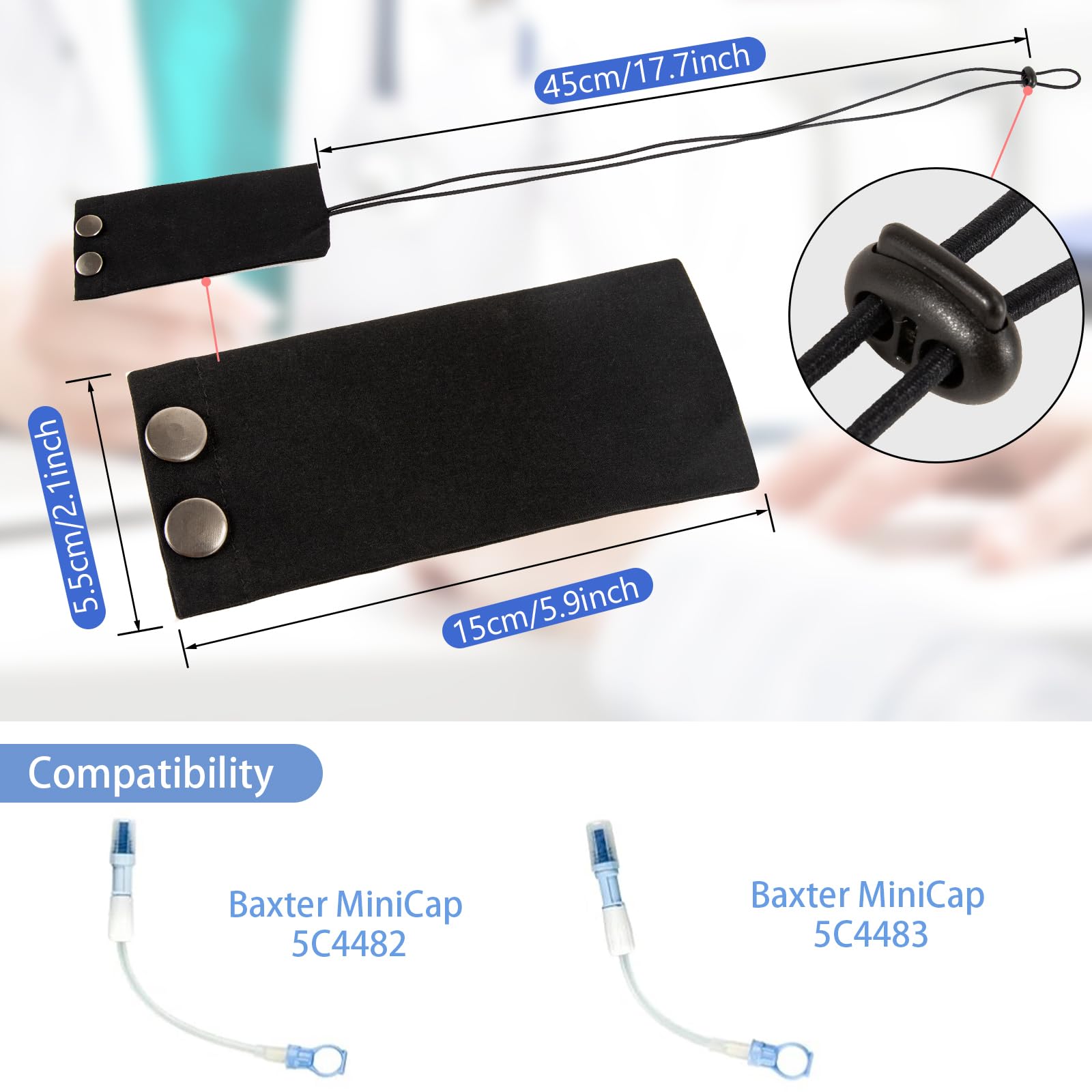 Soporte de catéter de diálisis peritoneal para Baxter 5C4482 5C4483, Cordón para catéter PD Soporte seguro para ducha PD Set de transferencia PD Soporte de catéter Accesorios para hombres y