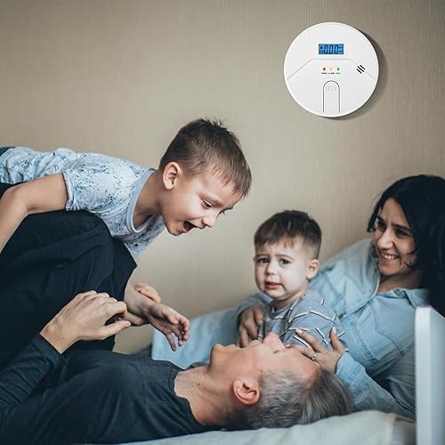 Miniatura 6 de Paquete de 2, detector de humo y monóxido de carbono, pantalla digital LCD, tecnología 2 en 1, fácil de usar, alarma de 85 db, para el hogar y la