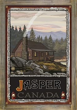 Northwest Art Mall Jasper Canada Summer Hill Cabin Rustic Metal Print on Reclaimed Barn Wood from Travel Artwork by Artist Paul A. Lanquist 11.5" x 17.5"