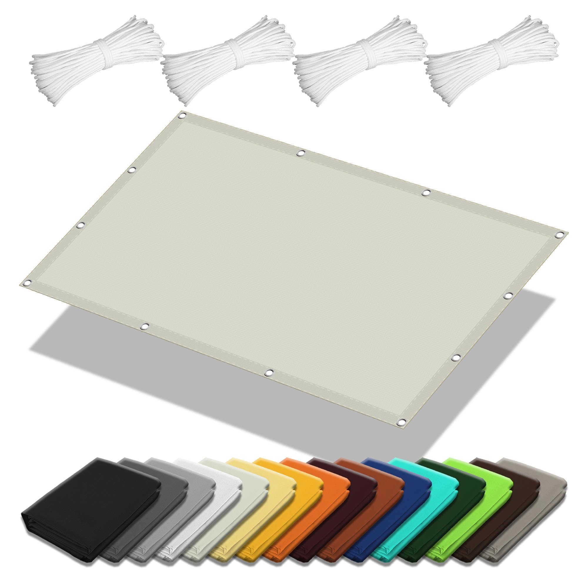 Voile d'ombrage rectangulaire 3x5m blanc cassé imperméable pour jardin