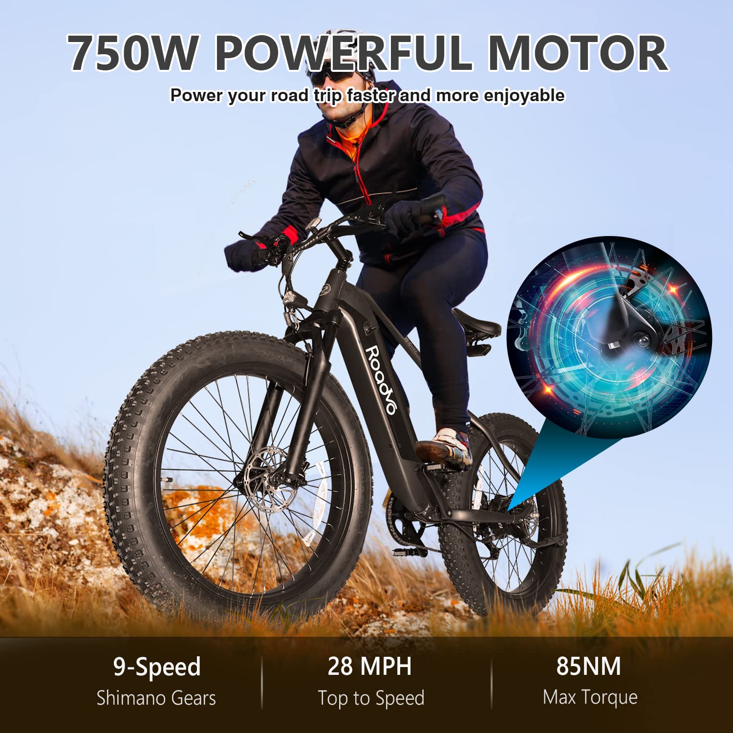 Buy Electric Bike for Adults, Roadvo 750W Electric Mountain Bike with 48V 16AH Locking Lithium
