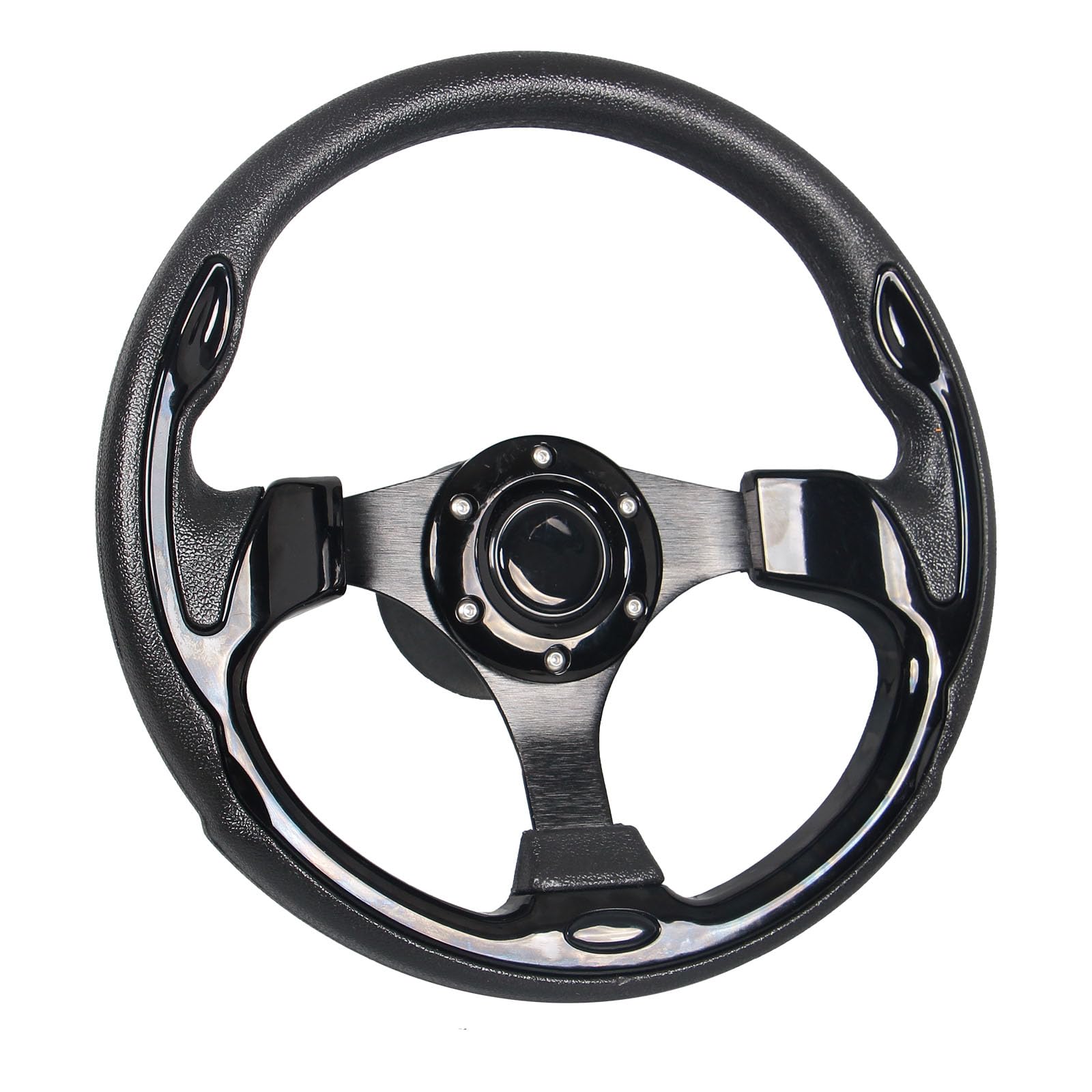 GONMOT 12.5"Marine Boat Steering Wheel with 3/4" Tapered ShaftοΌPrevent Corrosion Black Steering Wheel for Most Marine boats,Vessels,Yachts,Pontoons Boat