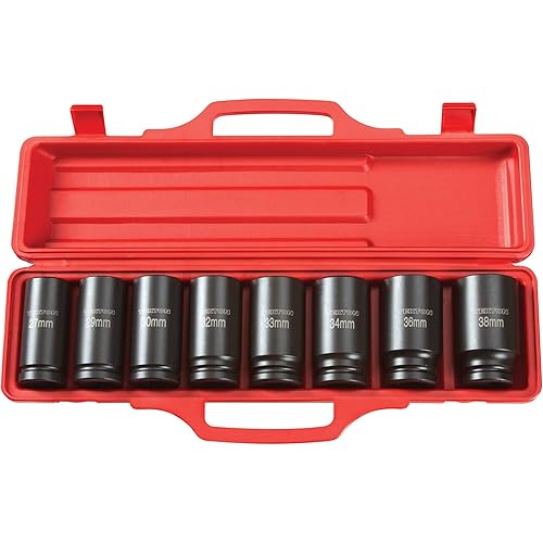 TEKTON 3/4 Inch Drive Deep 6-Point Impact Socket Set with Case, 8-Piece (27-38 mm) | 4889