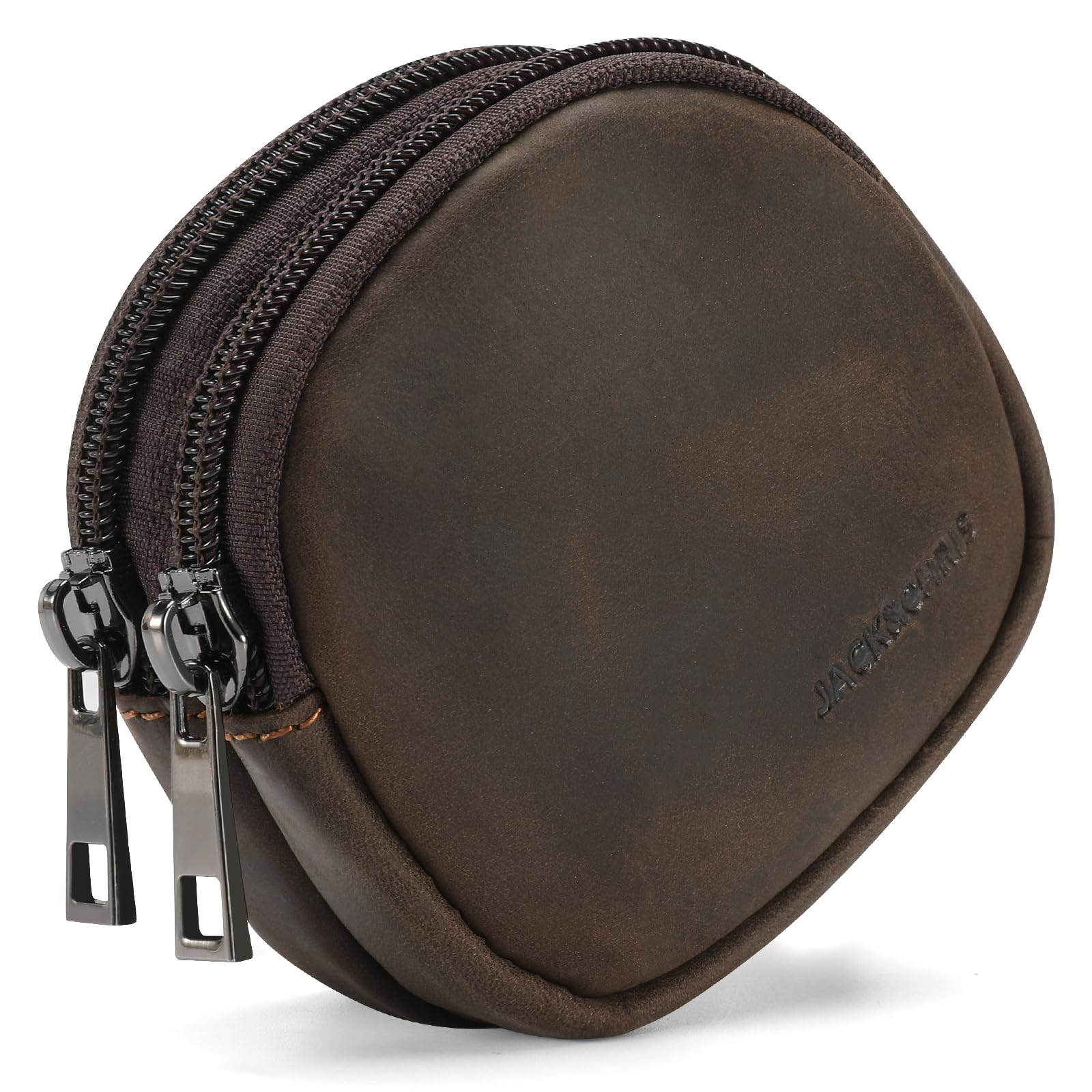 Jack&amp;Chris Coin Purse for Men, Genuine Leather Mini Coin Wallet Zipper Pocket with Back Belt Loop, Coin Bag for Men and Women