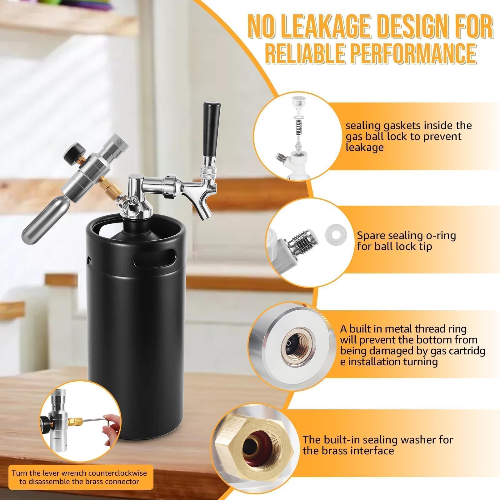 Dual Hold Stabiler Druck 0-60 PSI Mini Co2 Regler, tragbarer Mini-Fass-Ladegerät-Regler mit CO2-Gaskugel-Verriegelung, Trennung für Corny Keg Beer Growler Outdoor Picknick Party Kohlensäure