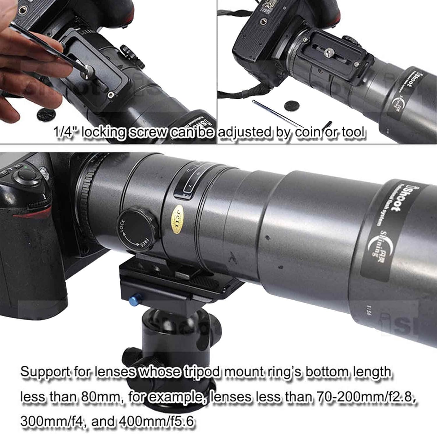 iShoot All-Metal 80mm Camera Quick Release Plate QS-80 with 1/4" Screw Compatible with Arca-Swiss Fit Tripod Ball Head Panning Head Panorama Head Panoramic Head Clamp
