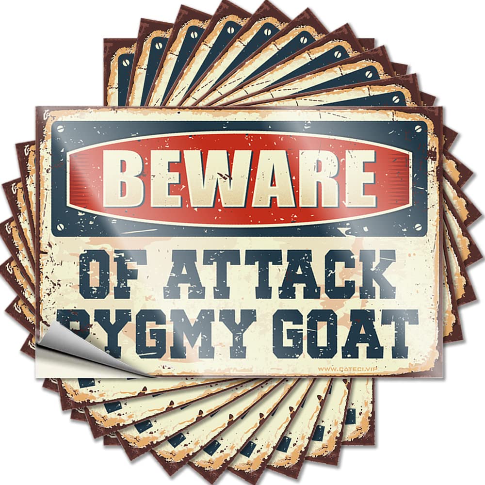 Funny Sticker Beware of Attack Pygmy Goat Funny Sticker 10 Pcs Car Stickers Decal Stickers for Cars(12X18CM)