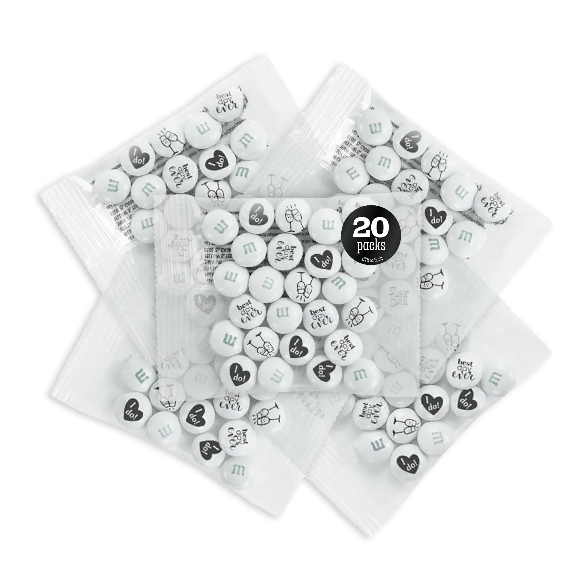 M&M's World Milk Chocolate Wedding Candy Favors, 20 Pack of 0.75oz, Perfect for Wedding Reception, Bridal Favors, Rehearsal Dinner and Table Decor