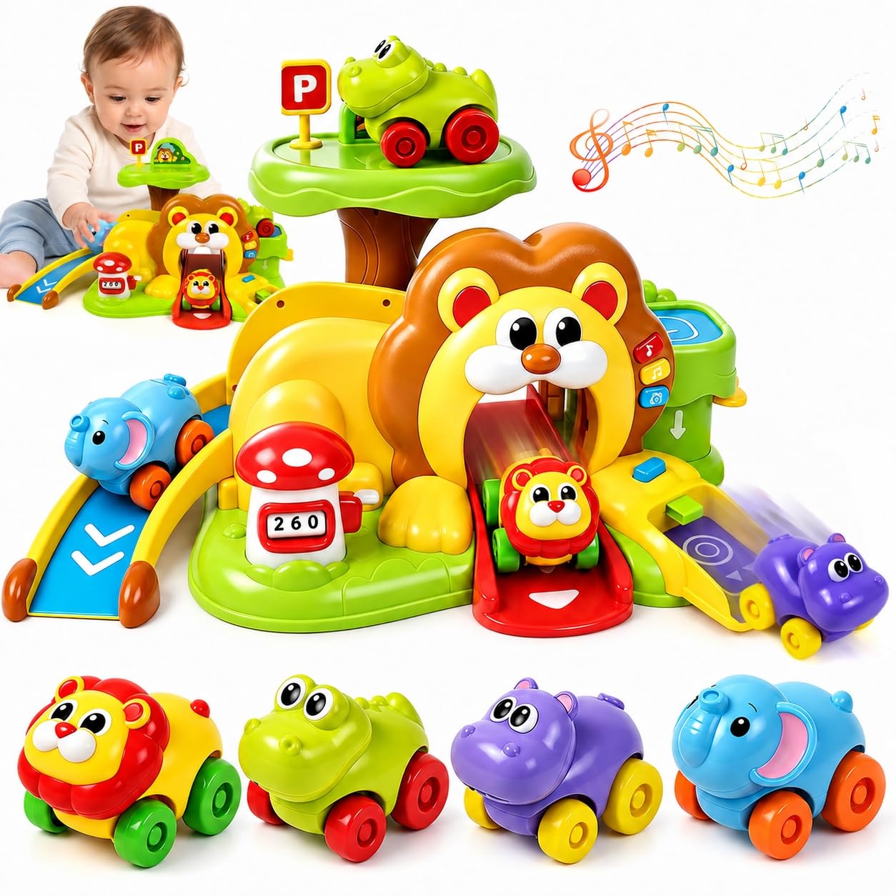 Marstone Bilingual Musical Slide Race Track Toy for Toddlers 1–3 Year Old
