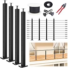 12 Front Porch Railing Ideas for Safety and Style 16 Muzata 15-20FT Modular Black Cable Railing Kit 36 Inch 4 Level Post Kit ...