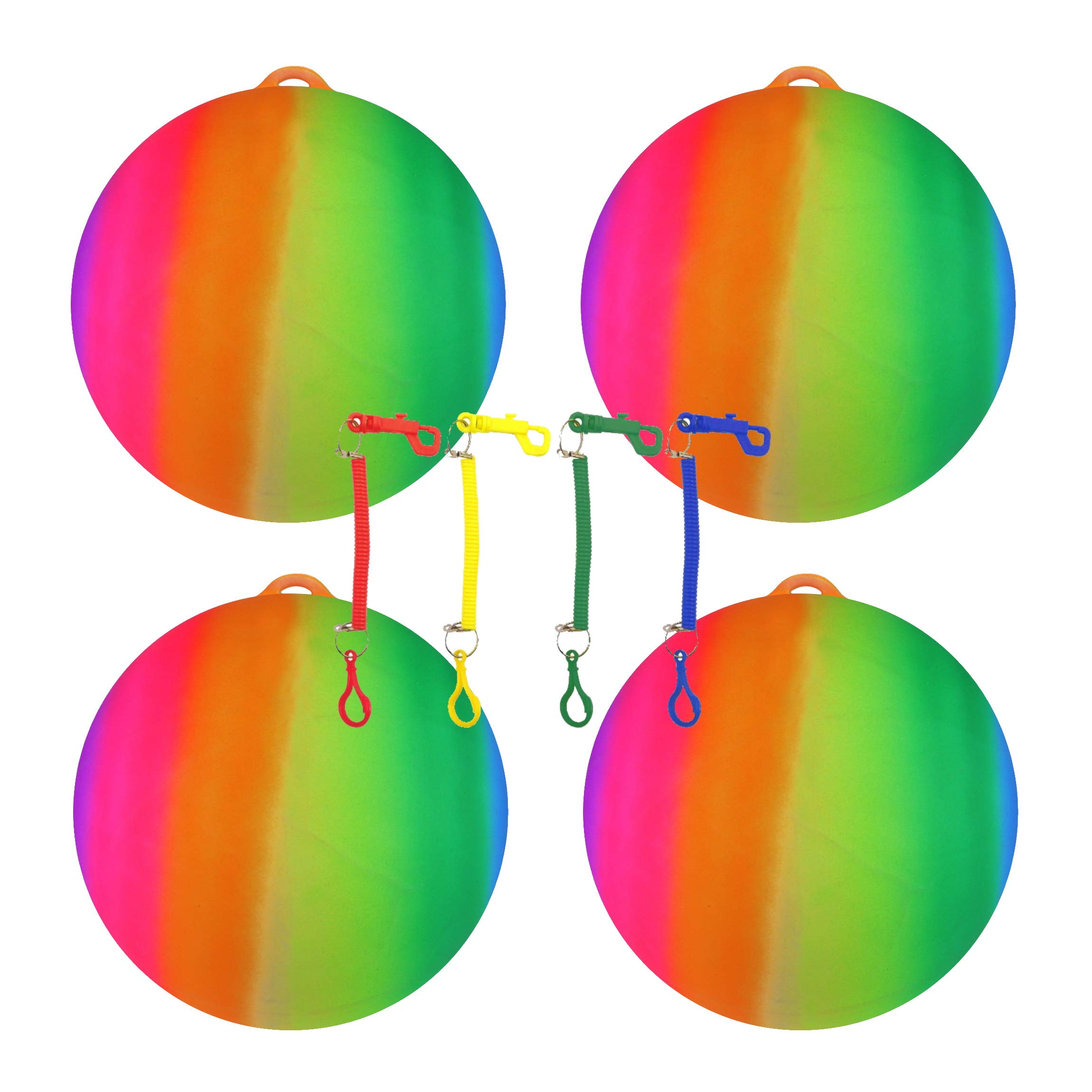 HENBRANDT 25cm Rainbow Ball With Hook & Spiral Keyring (4 x Balls)
