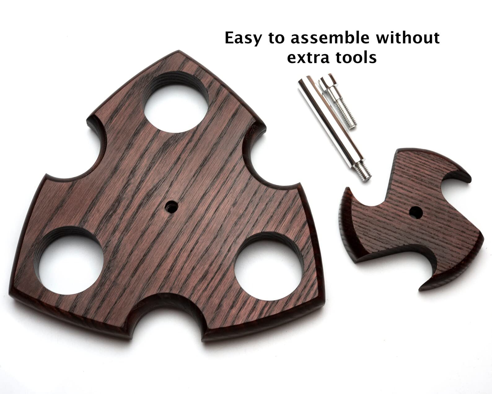 Wooden Pipe Stand for 3 Tobacco Smoking Pipes Handmade from Natural Ash Tree