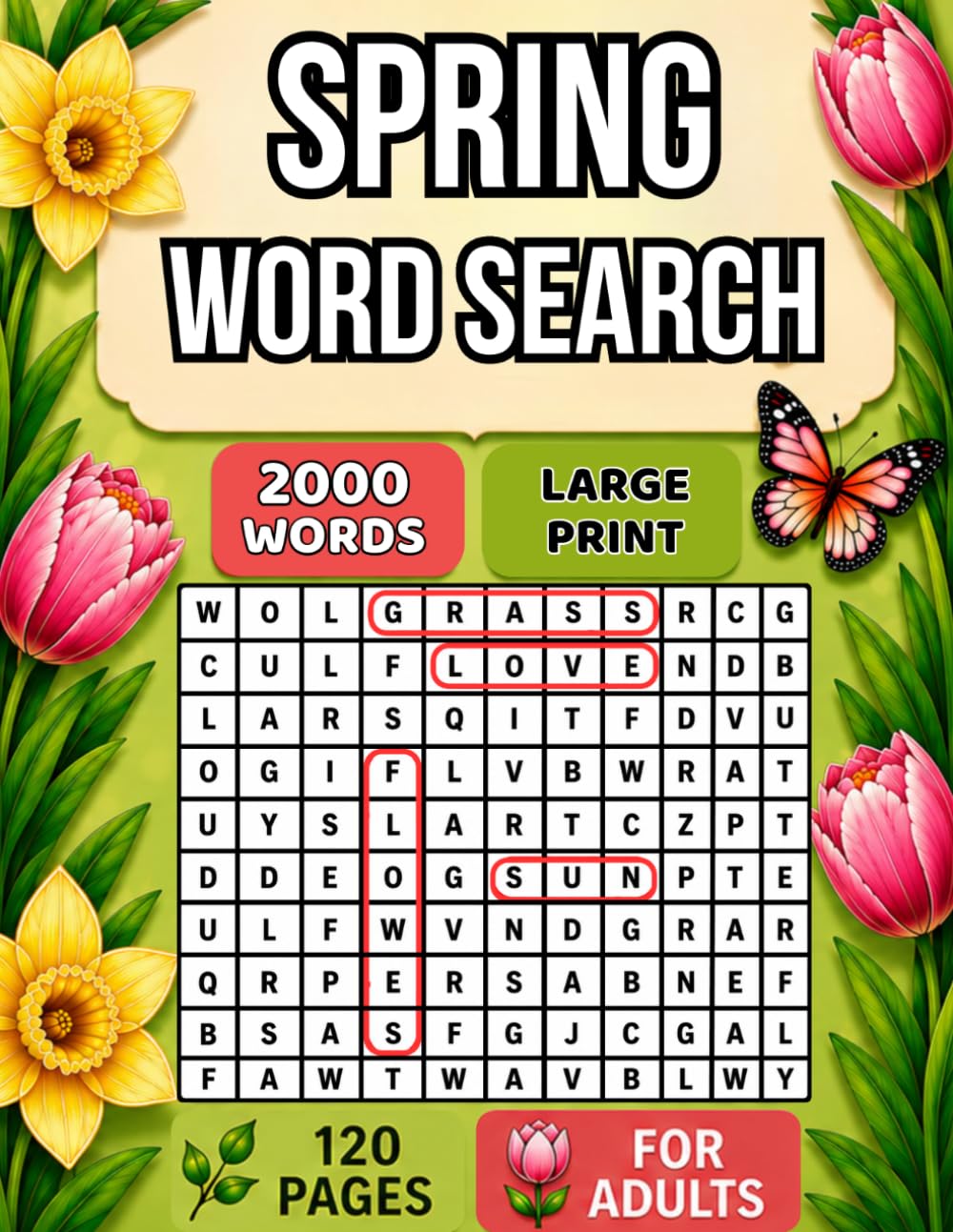 Spring Word Search: Large Print Puzzle Book for Adults and Seniors with Easy Word Search Puzzles, 2000 Spring Words, and Solutions