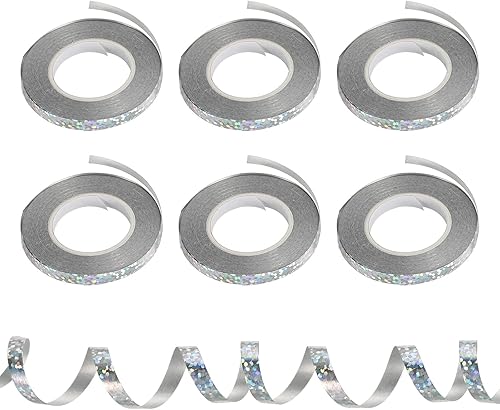 Miniatura 7 de PATIKIL 6 cintas rizadoras de globos prensadas de 3/16 pulgadas láser metálico brillante 11 yardas iridiscentes para decoración de fiestas, Morado