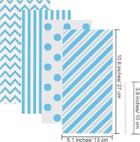 Miniatura 2 de Aneco Paquete de 100 bolsas de celofán azul, bolsas de plástico para dulces, bolsas de regalo, bolsas de regalo con lazos giratorios para San