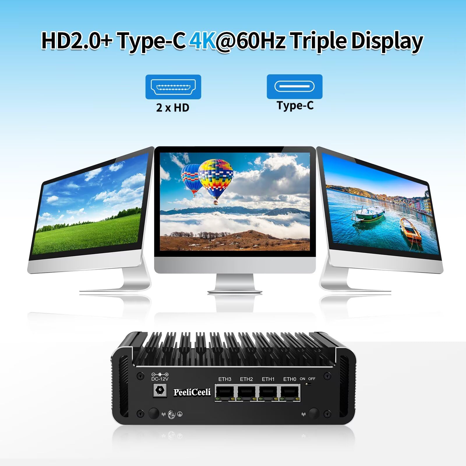 Mini PC, Firewall Appliance 4x2.5 Gigabit I226-V LAN, J6413 Processor, Micro Computer Router Triple Display, Dual SATA, 2xM2_NVMe, TF, AES-NI, OPNsense, USB, Barebone NO RAM NO SSD