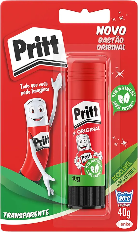 Cola em Bastão Pritt, ideal para escola ou escritório, Cola para artesanato excelente para trabalhos de colagens, Cola escolar segura para crianças, 1x40g