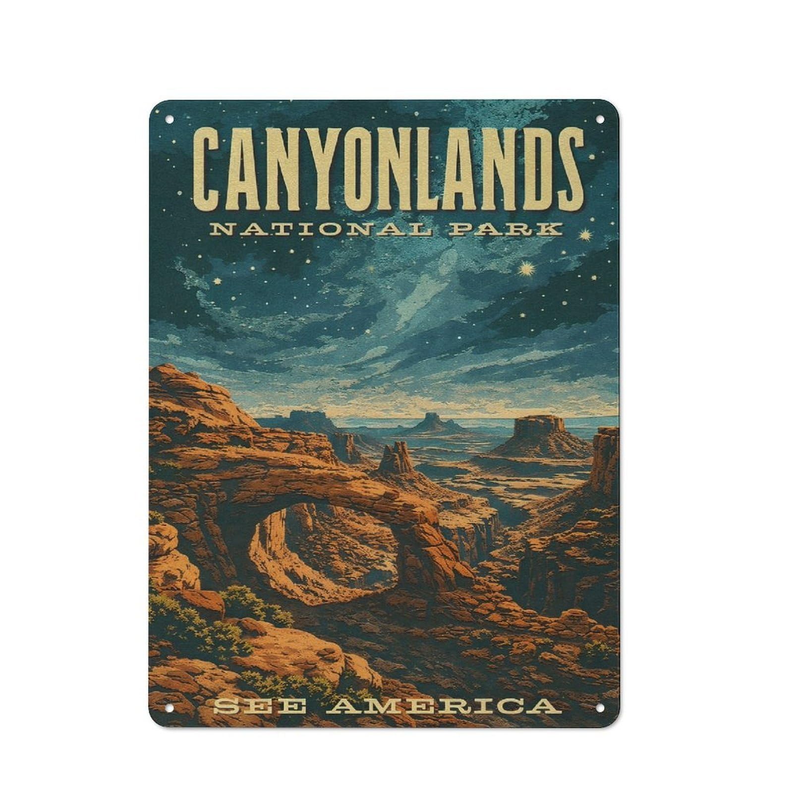 Junmoney Style-12 Canyonlands National Park Vintage Tin Wall Sign 40X30cm, Loft Style Industrial Wall Decor For Loft, Studio, Office Or Creative Room