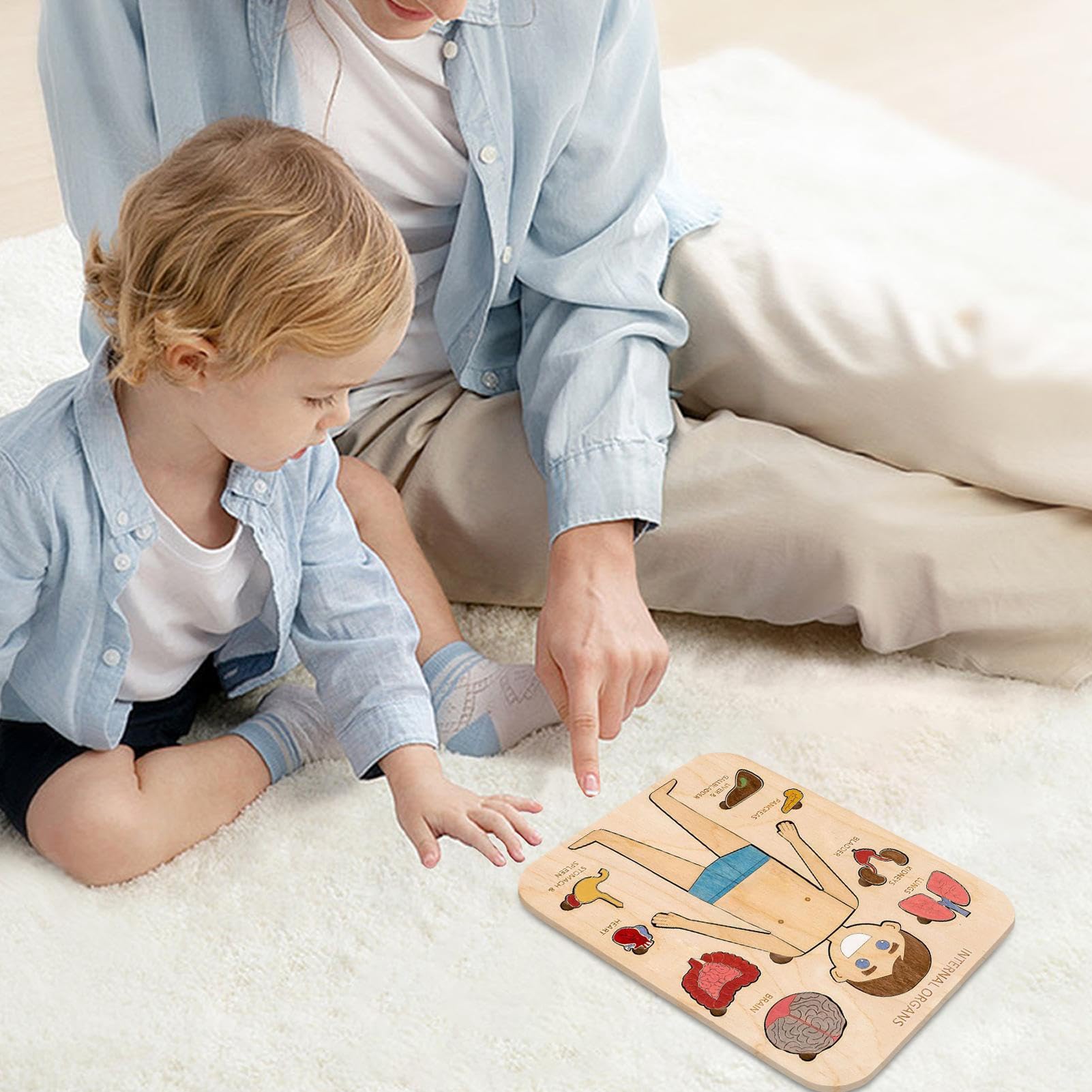 Puzzle du Corps, Puzzle en Bois Structure d'organes du Corps Humain, puz zle d'anatomie pour Les enf Ants de 3 à 5 Ans, Jeu pré-école pour Apprendre Les Parties humaines du co RPS, 29x21,5 cm