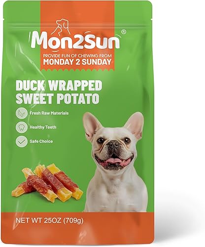 Miniatura 6 de MON2SUN Dog Treats - Bocadillos de batata envueltos en pato sin cuero crudo, sin gluten ni granos, golosinas para cachorros y perros pequeños (pato,