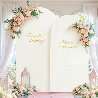 Ivory Arch Cover 7.2FT 6FT Wedding Arch Backdrop Covers Set of 2 Spandex Fitted Metal Arch Stand Covers for Birthday Baby Shower Party Decor Girls Bridal Banquet Photo Booth Balloon Arch Background