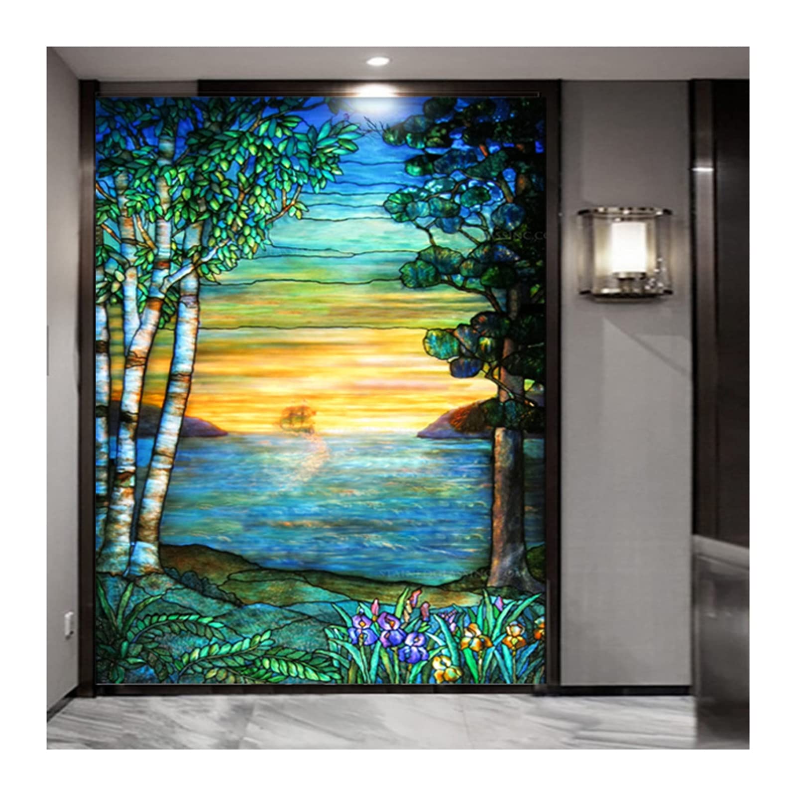 Películas para vidrieras, Calcomanía para Ventanas, Película de Vinilo para vidrieras, Película para vidrieras para baño, Puerta de Ducha, Control de Calor, Anti UV,15,77x200cm(30"x79"