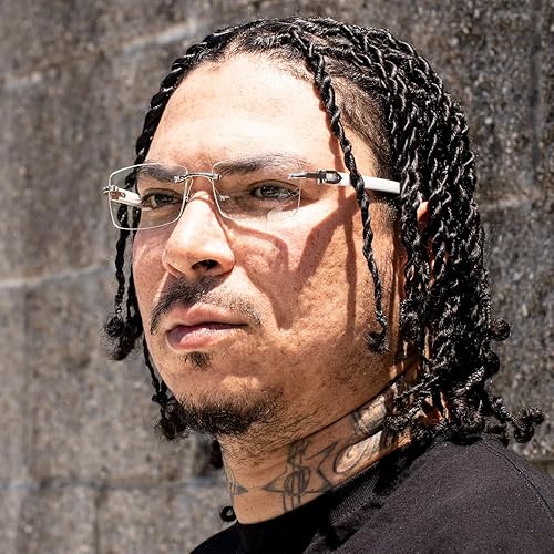 Miniatura 2 de Retro Vintage Blanco Brazo de Madera Estilo Moderna Diseñador Lente Transparente Sin Montura para Hombres Mujeres Rectangular Plata Marco Unisex