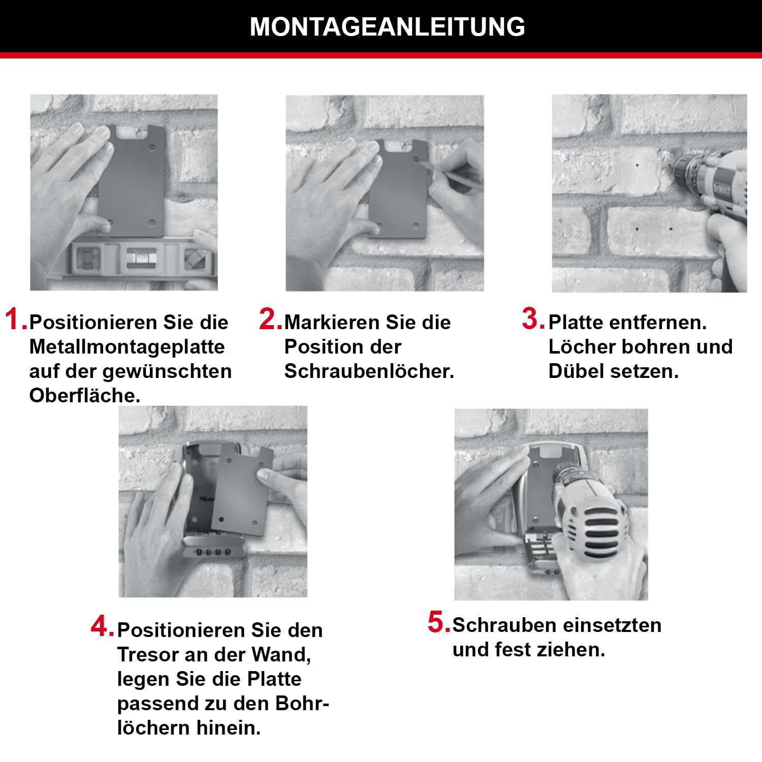 Master Lock Schlüsseltresor Extra Sicherheit Wandhalterung Aussen 13.2 x 10.5 x 4.6 cm