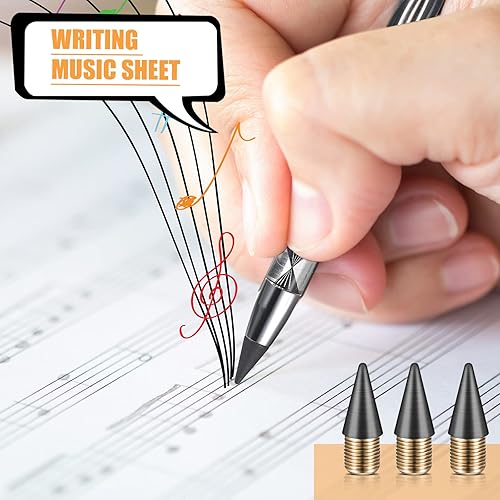 Miniatura 6 de 24 lápices eternos reemplazables para lápices infinitos reemplazables, punta de grafito reemplazable, punta de grafito de metal, sin tinta, lápices