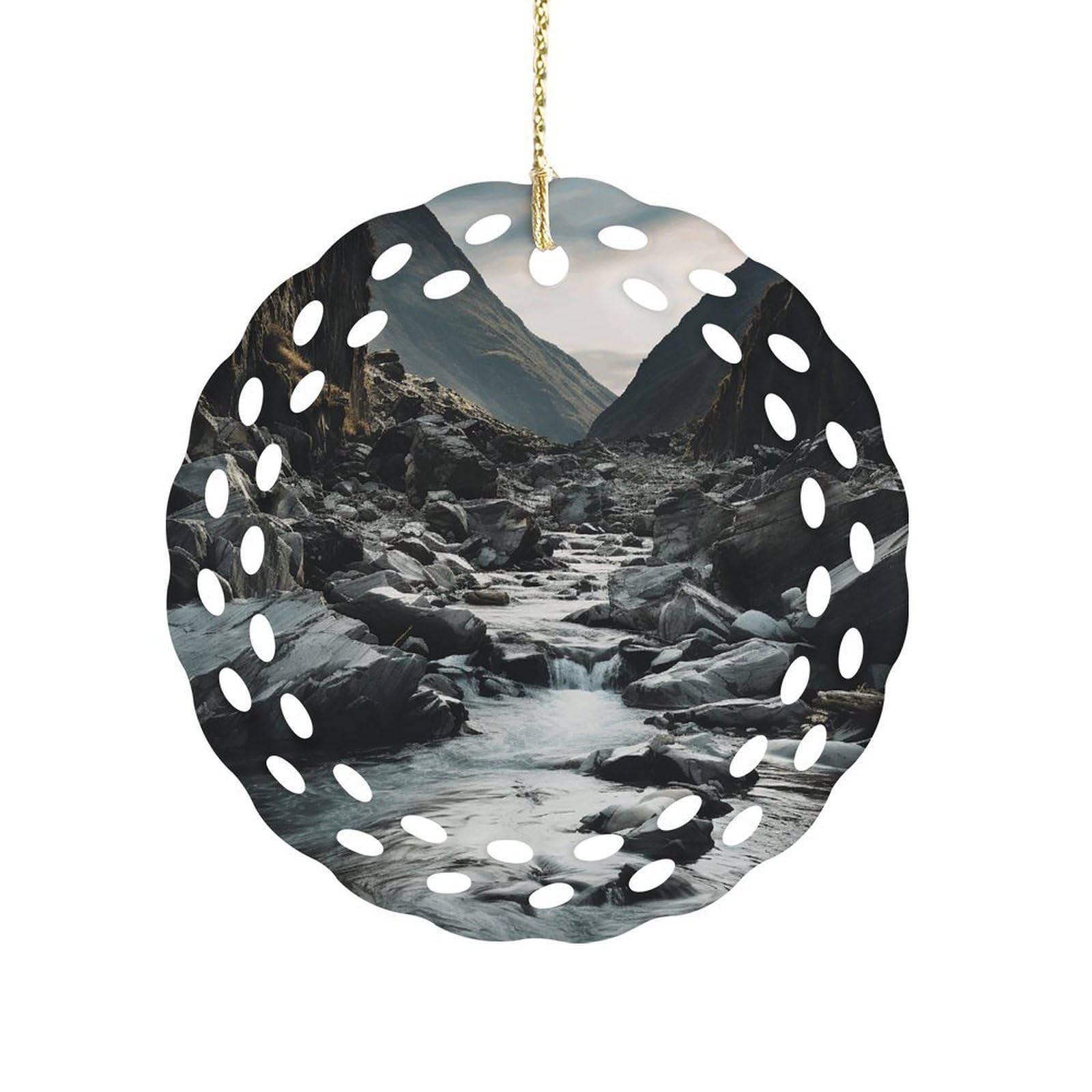 Wsoihfec Women's Style River And Gray Rocks Hanging Ornament 3 Inch Round,1-Pack,Xmas Decor -Two-Sided Printed,Friend Ornament Gifts For Friends Coworker Sisters