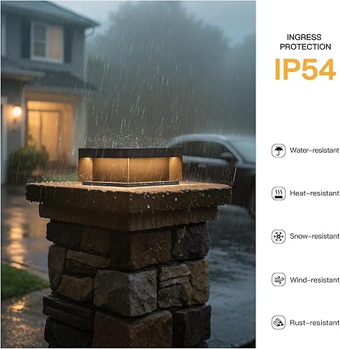 Miniatura 5 de Luz solar de poste de 11.8 pulgadas, luces de pilar modernas para exteriores, impermeable, 3000 K, lámpara LED de columna de puerta de patio,