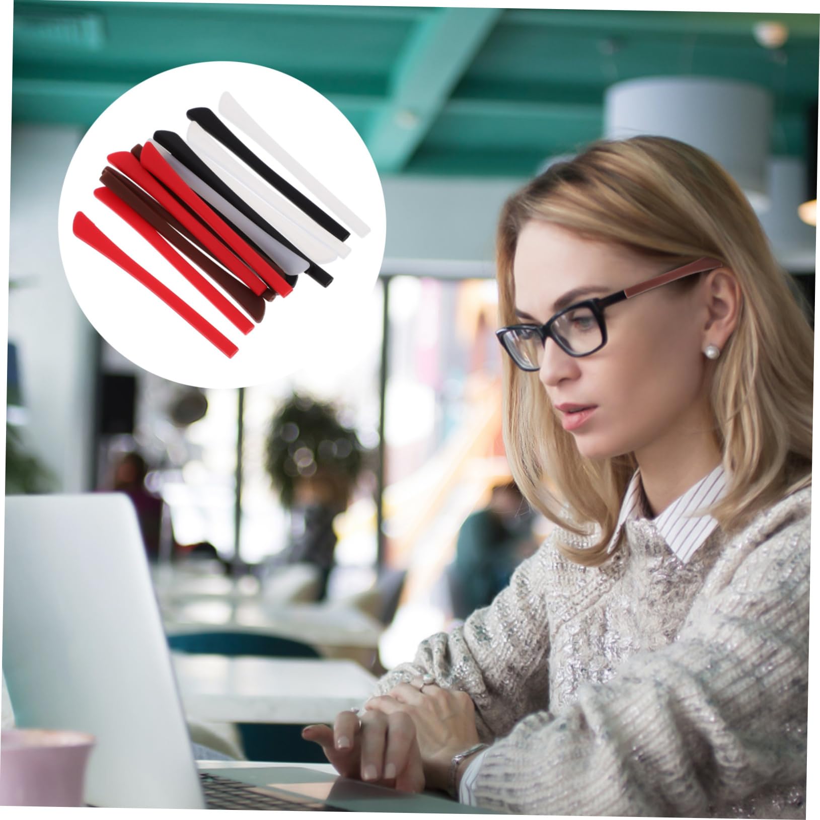 IWOWHERO 8 Pairs Anti-Slip Temples Glasses Ear Grip Glasses Ear Cushion Eyeglass Arms Legs Anti Slip Glasses Grip Elastic Glasses Retainers Arm Sleeves Eyeglass Ear Cushions