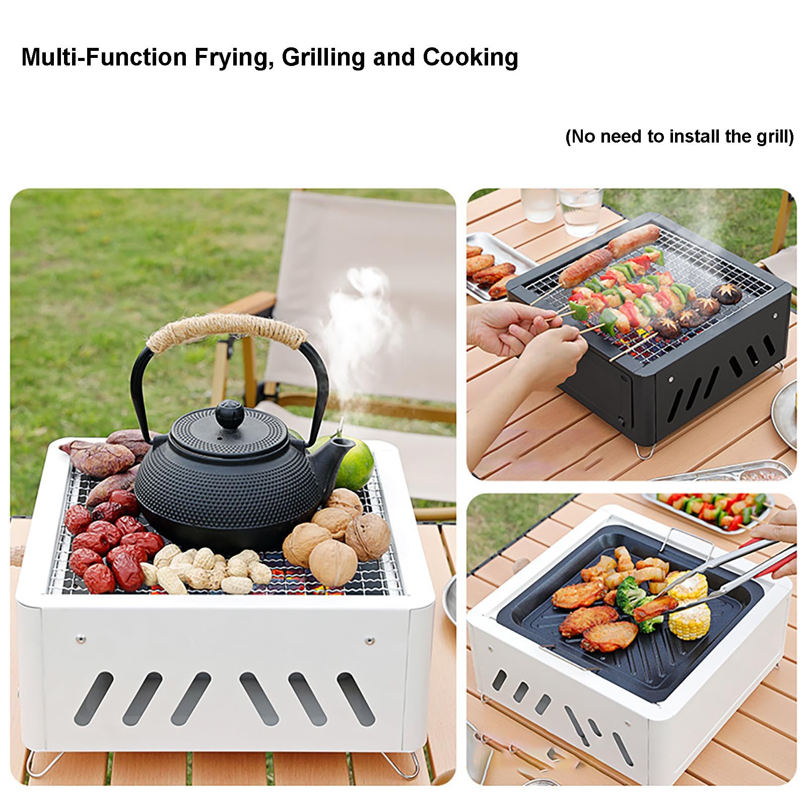 Barbecue portatile a carbone bianco da campeggio Grill da tavolo leggero per feste in casa all'aperto