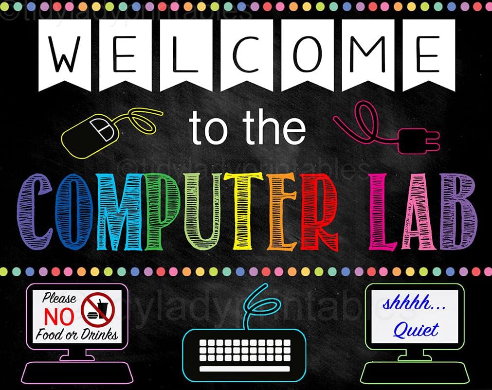 Computer Lab School Sign, Classroom Decor, Teacher Door Sign, Computers Class Sign, Classroom Decorations, Classroom Rules Chalkboard Poster, Welcome Back to School Poster, Elementary School