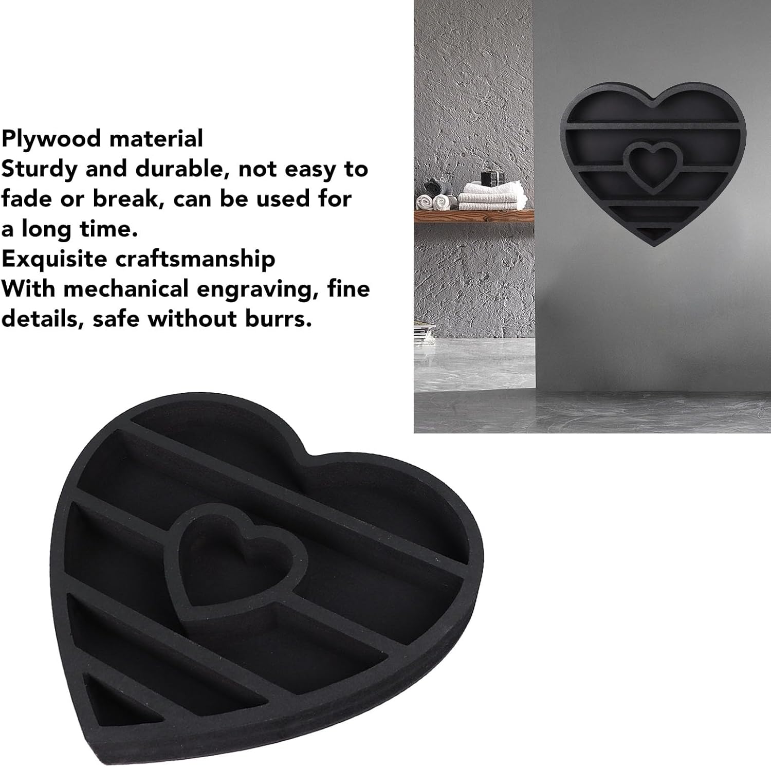 Tyenaza Crystal Display Shelf, Heart Shape Wooden Wall Shelf Crystal Storage Home Decorative for Bedroom Aesthetic, Wall Decor, Crystals Decor