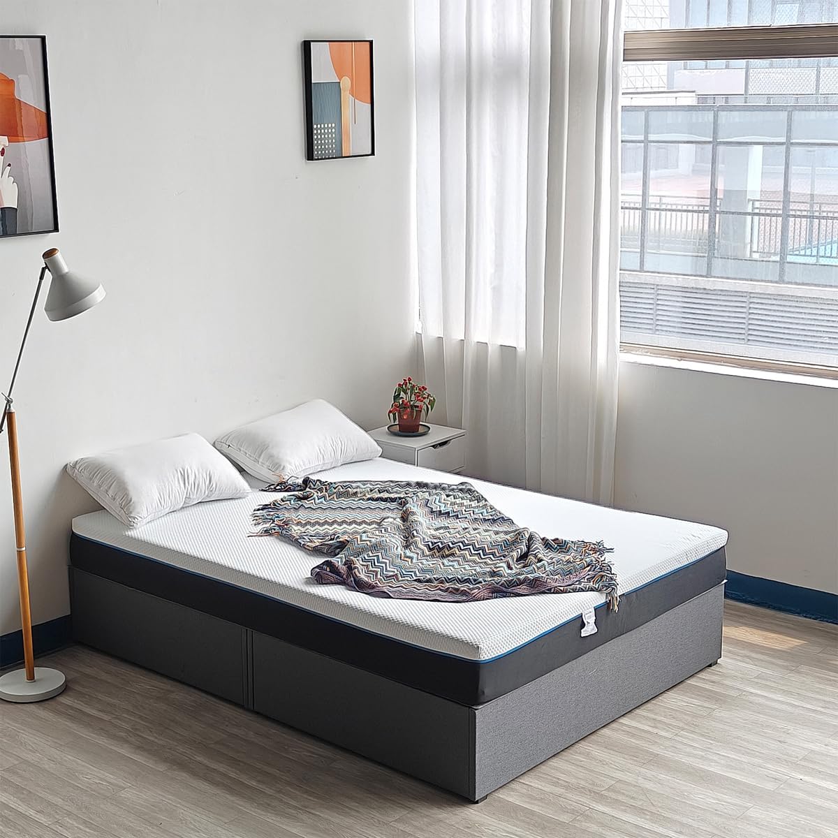 Panana Grey Linen Fabric Divan Base Only with/without Drawers and No Headboard - Available in 4FT, 4FT6, 5FT, 6FT (No Drawer, 5FT King)