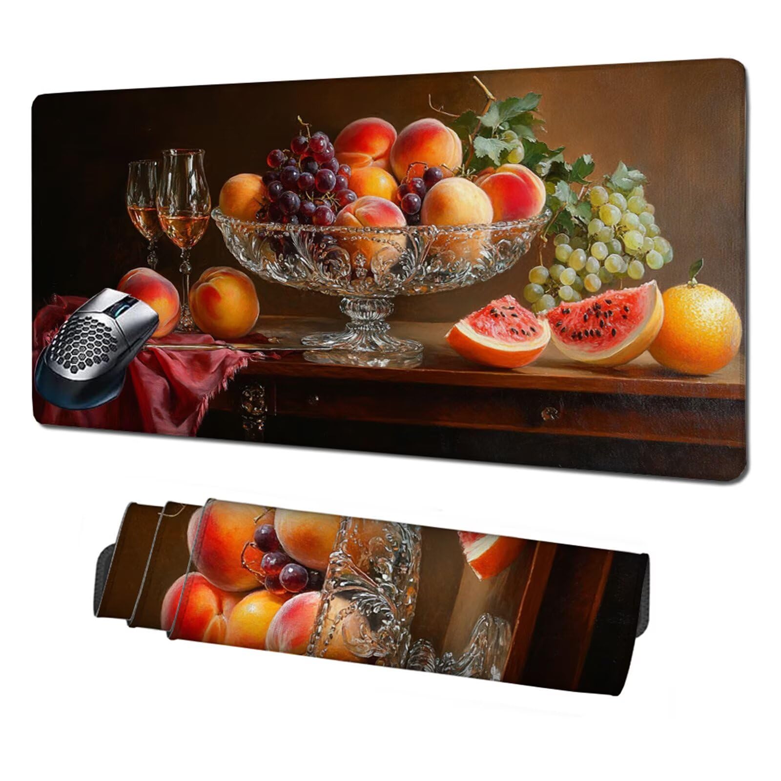 Grand Tapis de Souris Gamer 1600x800mm,Tapis de Souris Nourriture Tapis de Souris Gaming,Tapis Souris Fruit Tapis Bureau Antidérapant Imperméable,Mouse Pad Bords Cousus,Accessoire Gaming X1-1144