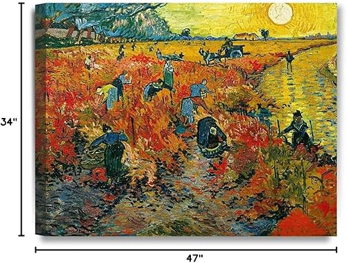 Miniatura 8 de ZENDA Van Gogh - Arte de pared con diseño de vid roja, pinturas enmarcadas de noche estrellada, arte en lienzo para decoración del hogar, enmarcado,